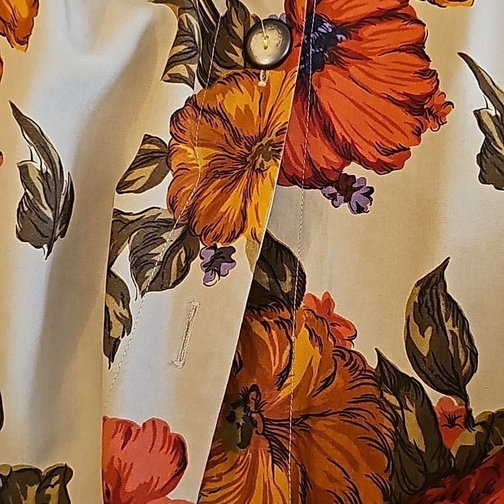 Studio 3000 Vintage Beige & Orange Floral Silk Button-Down Jacket - Size 3X - Picture 9 of 9
